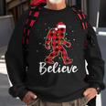 Believe Plaid Bigfoot Christmas Light Sasquatch Santa Sweatshirt Gifts for Old Men