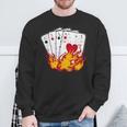 Poker 4 Aces Flames Texas Holdem Lucky Poker Sweatshirt Gifts for Old Men