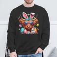 Scottish Highland Cow Easter Eggs Farmers Easter Day Sweatshirt Gifts for Old Men