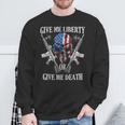 Give Me Liberty Or Give Me Death Skull Ar-15 American Flag Sweatshirt Gifts for Old Men