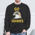 Go Hawks Football Baseball Basketball Cheer School Spirit Sweatshirt Gifts for Old Men