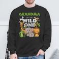 Grandma Of The Wild One Zoo Birthday Safari Jungle Animal Sweatshirt Gifts for Old Men