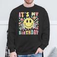 Groovy It's My Birthday Retro Smile Face Bday Party Hippie Sweatshirt Gifts for Old Men