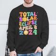 Groovy Total Sun Eclipse April 8 2024 Sweatshirt Gifts for Old Men