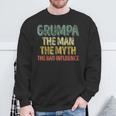 Grumpa The Man The Myth The Bad Influence Father's Day Sweatshirt Gifts for Old Men