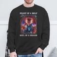 Heart Of Wolf Soul Of A Dragon Cool Dragon Wolf Warrior Sweatshirt Gifts for Old Men