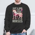 Horse Just A Girl Who Loves Horseback Riding Farm Flower Sweatshirt Gifts for Old Men