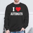 I Love Automats Schwarzes Sweatshirt, Herz-Motiv Design Geschenke für alte Männer