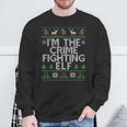 I'm The Crime Fighting Elf Police Officer Ugly Christmas Cop Sweatshirt Gifts for Old Men