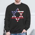 Israel American Flag Star Of David Israelite Jew Jewish Sweatshirt Gifts for Old Men