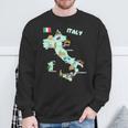 Italy Map Italian Landmarks Hand Drawn Symbols Cities Flag Sweatshirt Gifts for Old Men