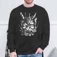 Japanese Oni Cyberpunk Samurai Fun Techwear Vintage Retro Sweatshirt Gifts for Old Men