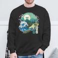 Japonés Tortuga Mar Gran Ola Kanagawa Japón Arteintage Camisa de entrenamiento Regalos para ancianos