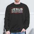 Jesus Make America Believe Again 2024 Sweatshirt Gifts for Old Men