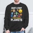 Just A Boy Who Loves Planets Astrology Space Solar Systems Sweatshirt Gifts for Old Men