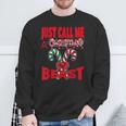 Just Call A Christmas Beast With Cute Crossed Candy Canes Sweatshirt Gifts for Old Men