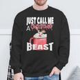 Just Call A Christmas Beast With Cute Deer In Cocoa Cup Sweatshirt Gifts for Old Men