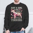 Just A Girl Who Loves Bull Terriers Dog Silhouette Flower Sweatshirt Gifts for Old Men