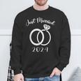 Just Married 2024 Wedding Rings Matching Couple Newlyweds Sweatshirt Gifts for Old Men