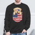 Labrador Dog Peeking Pocke Patriotic Father Men Sweatshirt Gifts for Old Men