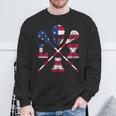 Lacrosse Outfit American Flag Lax Helmet & Sticks Team Sweatshirt Gifts for Old Men