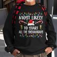 Most Likely To Start All The Shenanigans Family Xmas Holiday Sweatshirt Gifts for Old Men