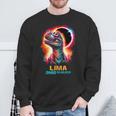 Lima Ohio Total Solar Eclipse 2024Rex Dinosaur Colorful Sweatshirt Gifts for Old Men