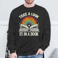 Take A Look A Book Vintage Reading Librarian Rainbow Sweatshirt Gifts for Old Men