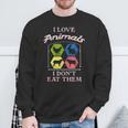 I Love Animals I Don't Eat Them Vegan Sweatshirt Gifts for Old Men