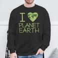 I Love Heart Planet Earth GlobeSweatshirt Gifts for Old Men
