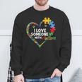 I Love Someone With Autism Heart Puzzle Sweatshirt Gifts for Old Men