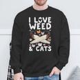 I Love Weed & Cats Cannabis Marijuana Pot Smoker Reefer Sweatshirt Gifts for Old Men