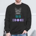 Manifestation Cat And Moon Phase 11 11 Eleven Eleven Purple Sweatshirt Gifts for Old Men