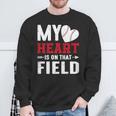 Mein Herz Ist Auf Dem Feld Baseball Papa Sweatshirt Geschenke für alte Männer