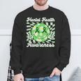 Mental Health Awareness Smile Face Checkered Green Ribbon Sweatshirt Gifts for Old Men