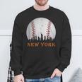 New York Ny Skyline Baseball Vintage Met At Gameday Sweatshirt Gifts for Old Men