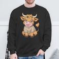 Niedliches Baby Highland Cow Mit Sonnenblumen Grafik Rinder Sweatshirt Geschenke für alte Männer