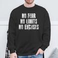 No Fear No Limits No Excuses Motivational Gym Fitness Sweatshirt Gifts for Old Men