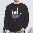 Nonbinary Ich Liebe Dich Hand Sign Language Enby Nb Pride Flag Sweatshirt Geschenke für alte Männer