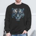 Obra De Arte De Tigre Ojos Azules Arte Animal Tigre Camisa de entrenamiento Regalos para ancianos