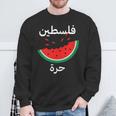 Palestine Map Watermelon Arabic Calligraphy Sweatshirt Geschenke für alte Männer