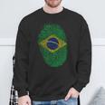 Patriotic Fingerprint Brazil Brazilian Flag Sweatshirt Gifts for Old Men