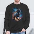 Precioso Caballo Con Cielo Relámpago Caballo Camisa de entrenamiento Regalos para ancianos