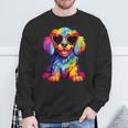 Rainbow Cute Dog Wearing Glasses Heart Puppy Love Dog Sweatshirt Gifts for Old Men