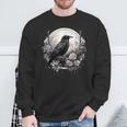 Raven Full Moon Gothic Witchy Crow Roses Mystical Sweatshirt Gifts for Old Men