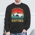 Retro Fat Kitten Cat Rolling Fatties Sweatshirt Gifts for Old Men