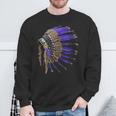 Rez Native American Buffalo Skull Feathers Indian Sweatshirt Gifts for Old Men