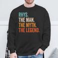 Rhys The Man The Myth The Legend First Name Rhys Sweatshirt Gifts for Old Men