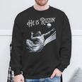 He Is Rizzin Jesus Playing Volleyball Sports Rizz Sweatshirt Gifts for Old Men