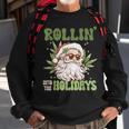 Rollin Into The Holidays Santa Black Marijuana Christmas Sweatshirt Gifts for Old Men